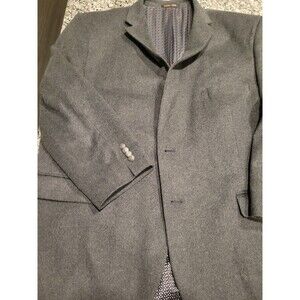 Pierre Loren Coat Mens Gray‎ Wool Blend Long Overcoat Silver Buttons Lined no SZ